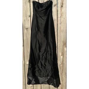 Vtg Y2K Anne Taylor Strapless Black Satin Evening Dress Size 6